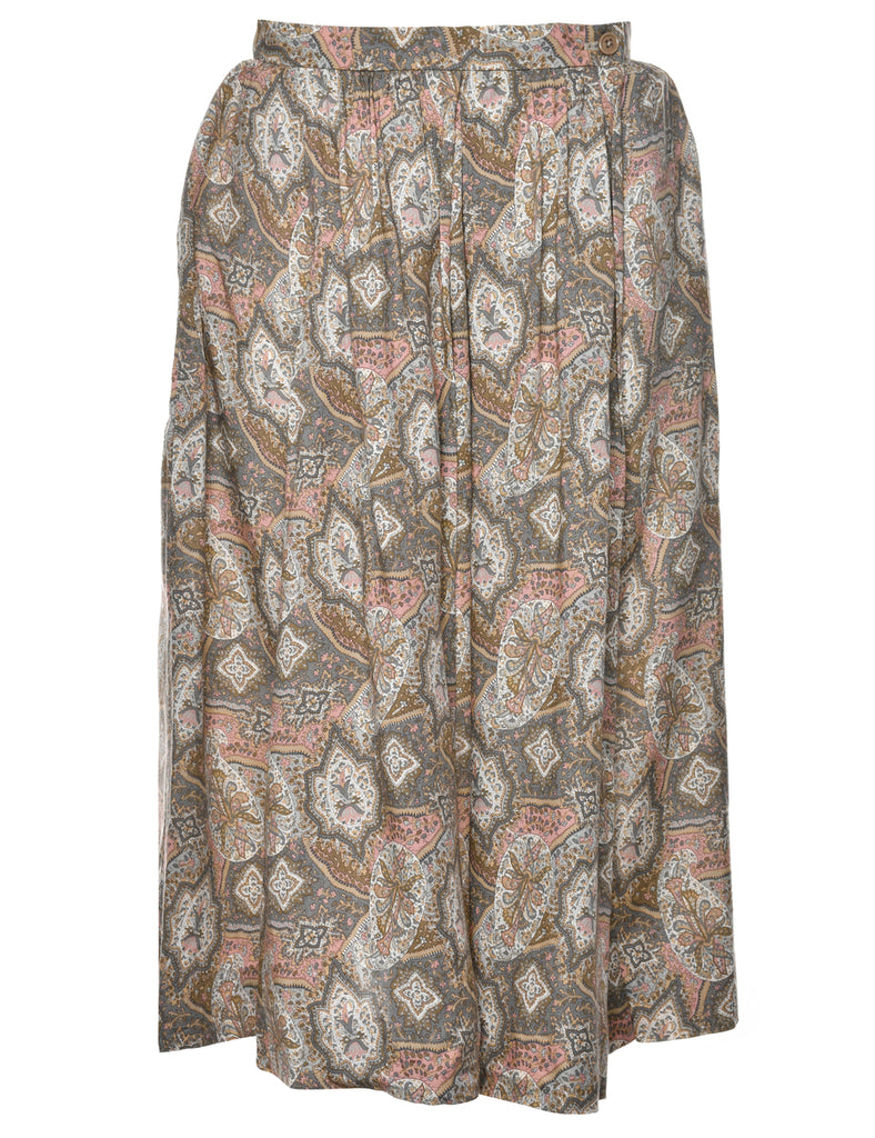 Floral Print Pleated Skirt - S