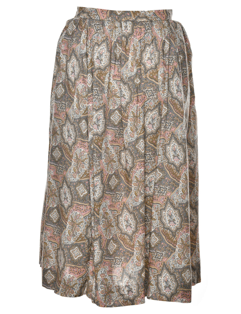 Floral Print Pleated Skirt - S