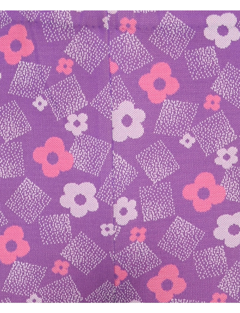 Floral Print Purple & Pink Flared Trousers - W30 L29