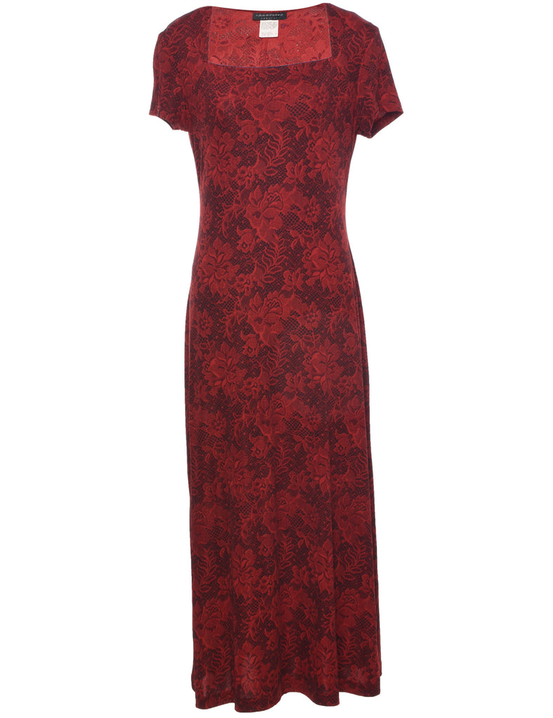 Floral Print Red Dress - S