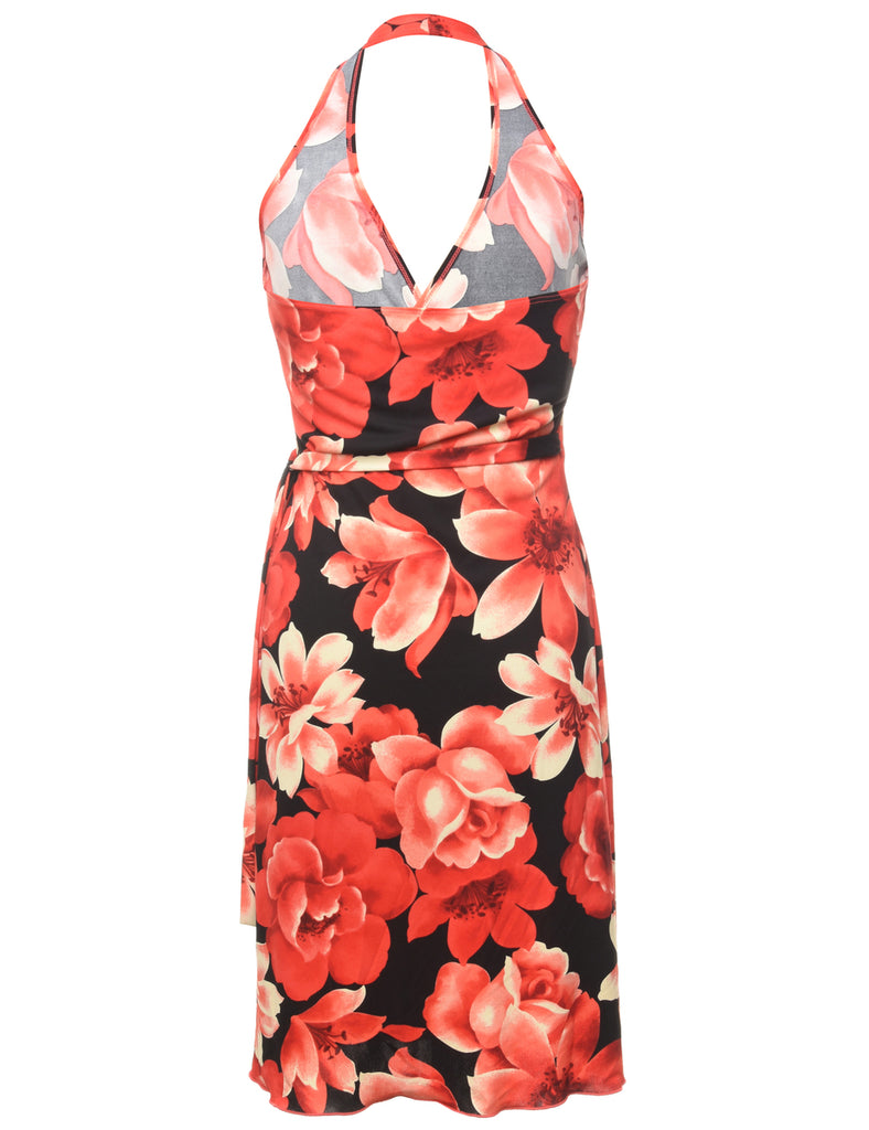 Floral Print Red Dress - S