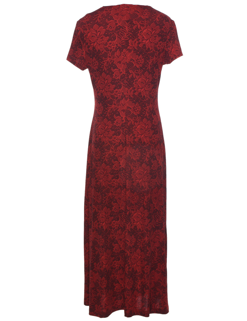 Floral Print Red Dress - S