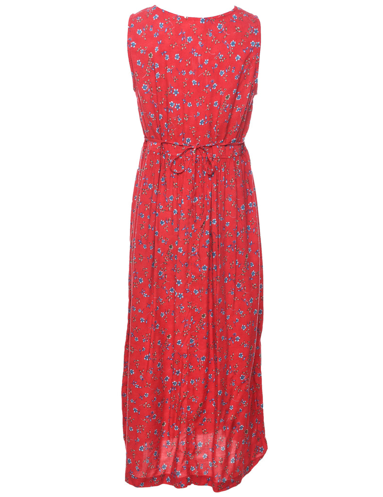Floral Print Red Dress - M