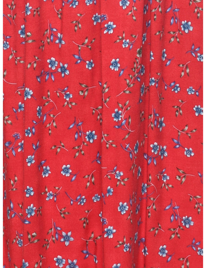 Floral Print Red Dress - M