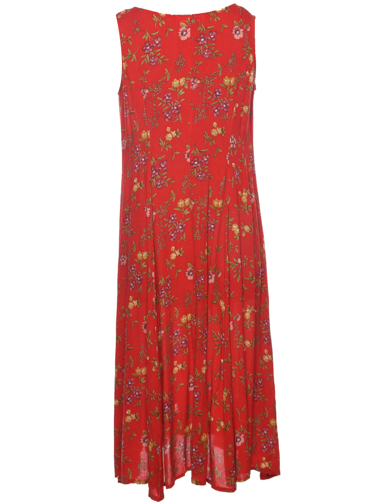 Floral Print Shift Dress - L