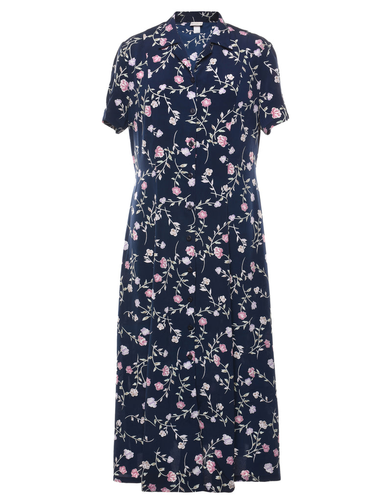 Floral Print Shirt Dress - L