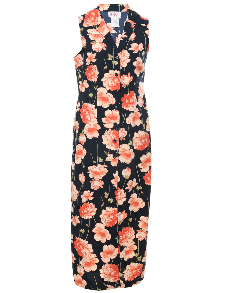 Floral Print Shirt Dress - M