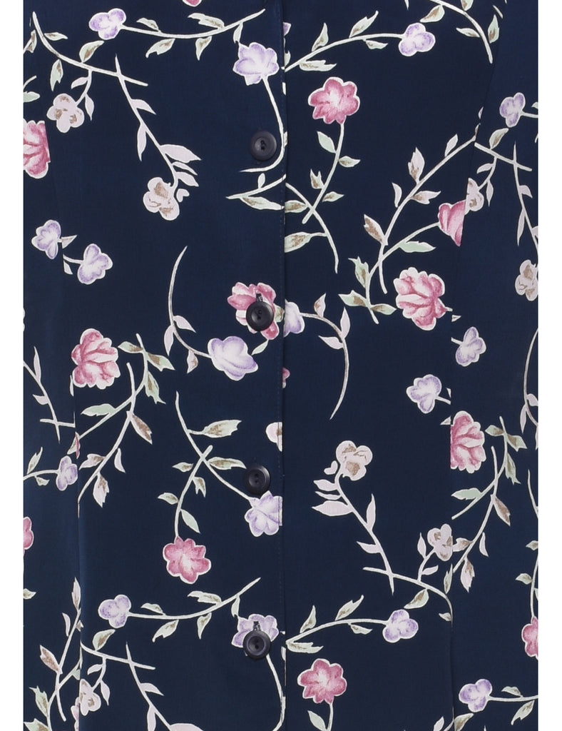 Floral Print Shirt Dress - L