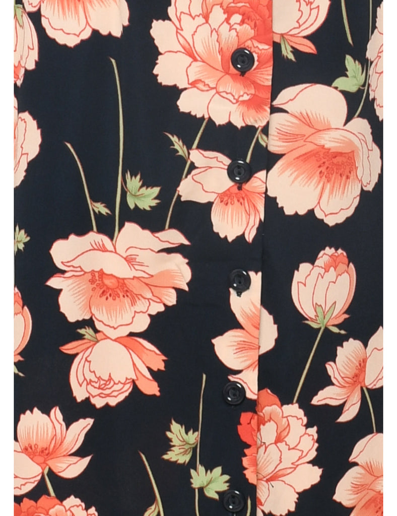 Floral Print Shirt Dress - M