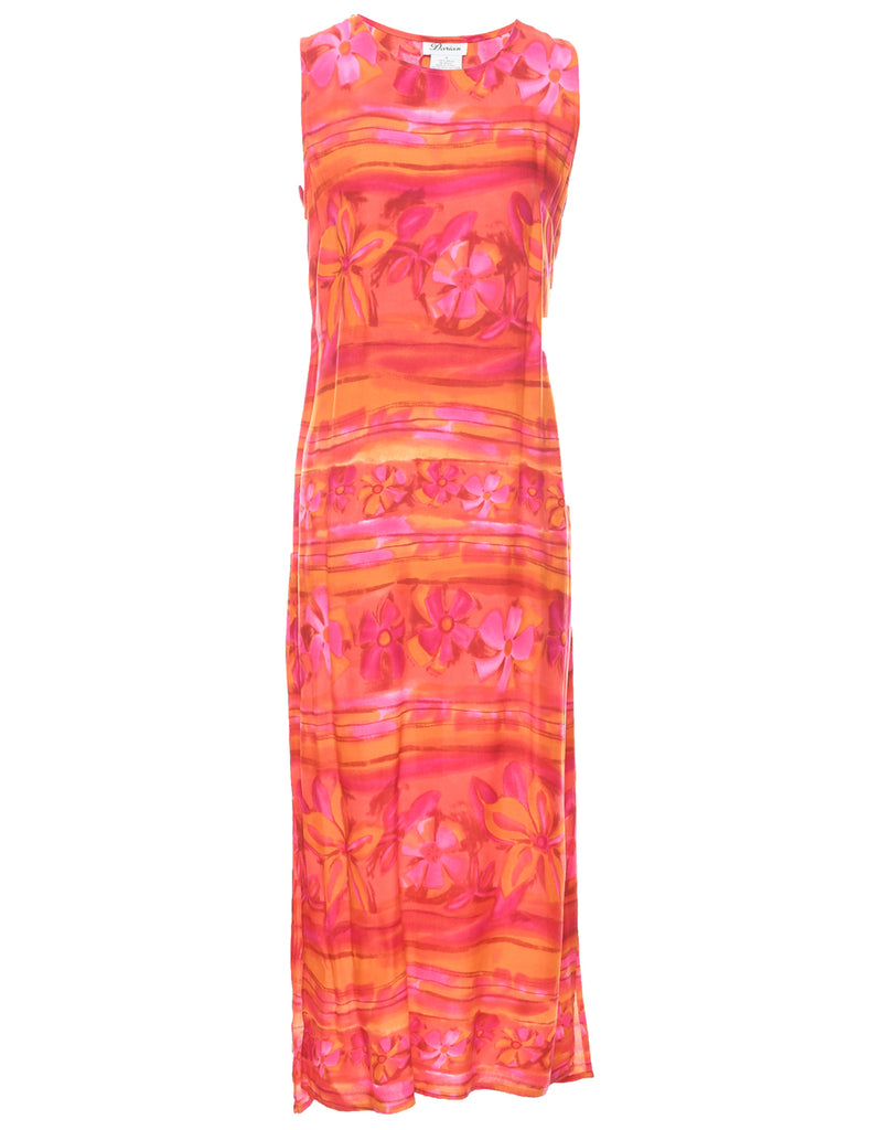 Floral Print Sleeveless Dress - M