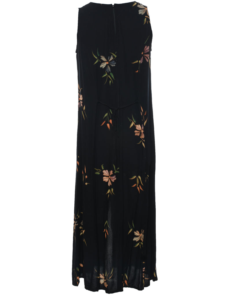 Floral Print Sleeveless Dress - M