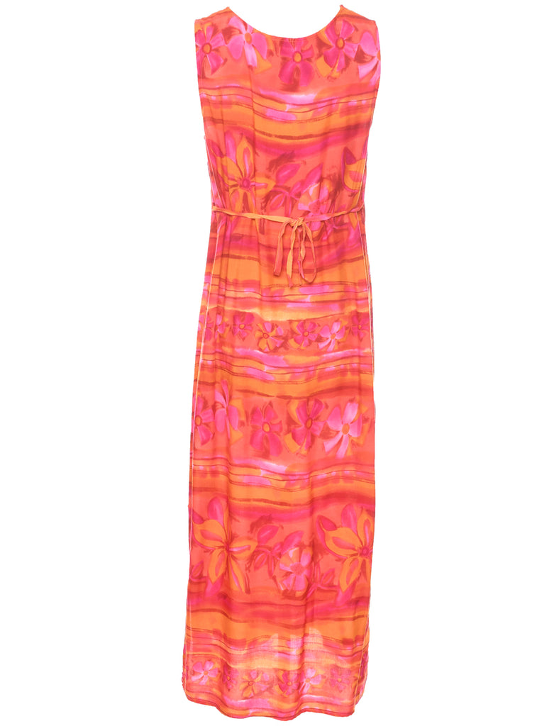 Floral Print Sleeveless Dress - M