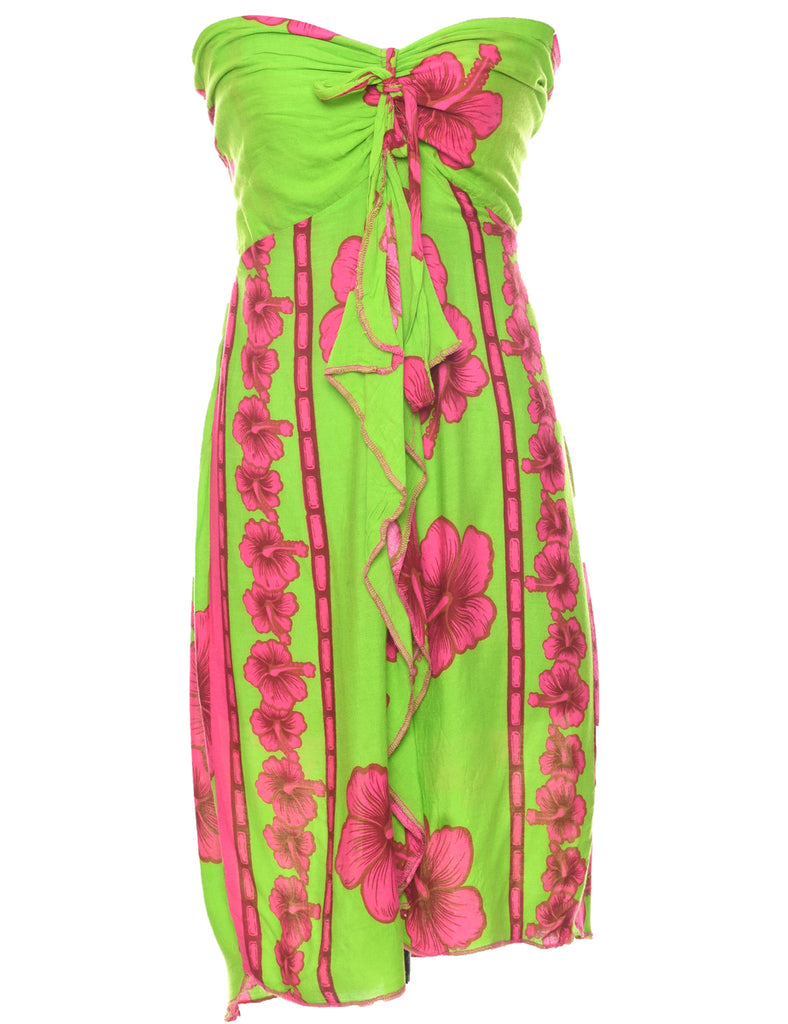 Floral Print Strapless Dress - S