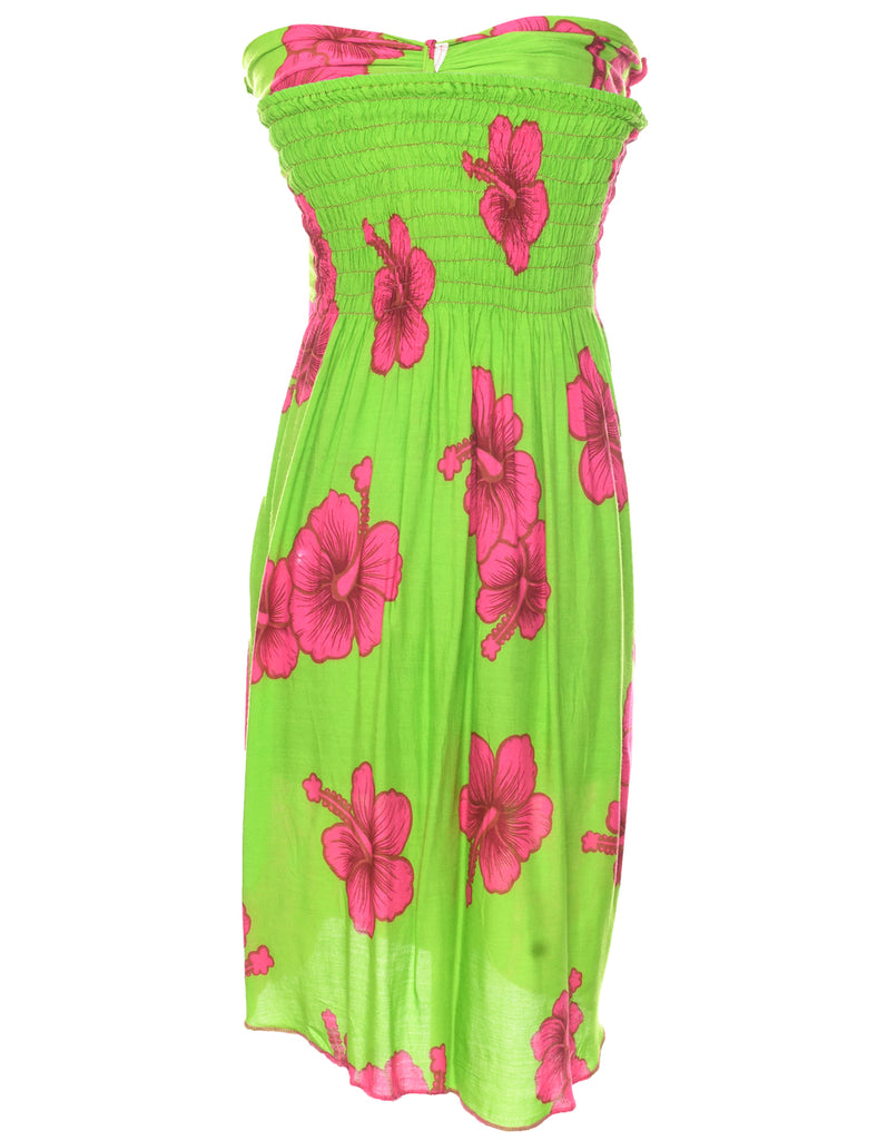 Floral Print Strapless Dress - S