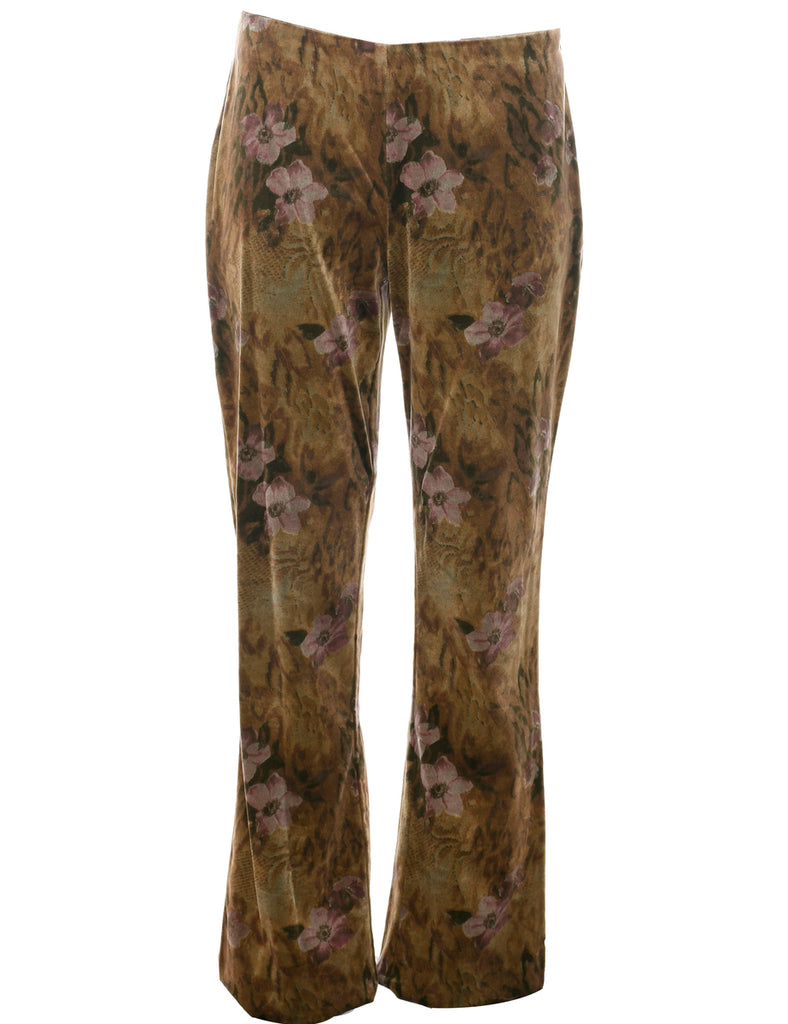 Floral Print Velvet Trousers - W28 L32