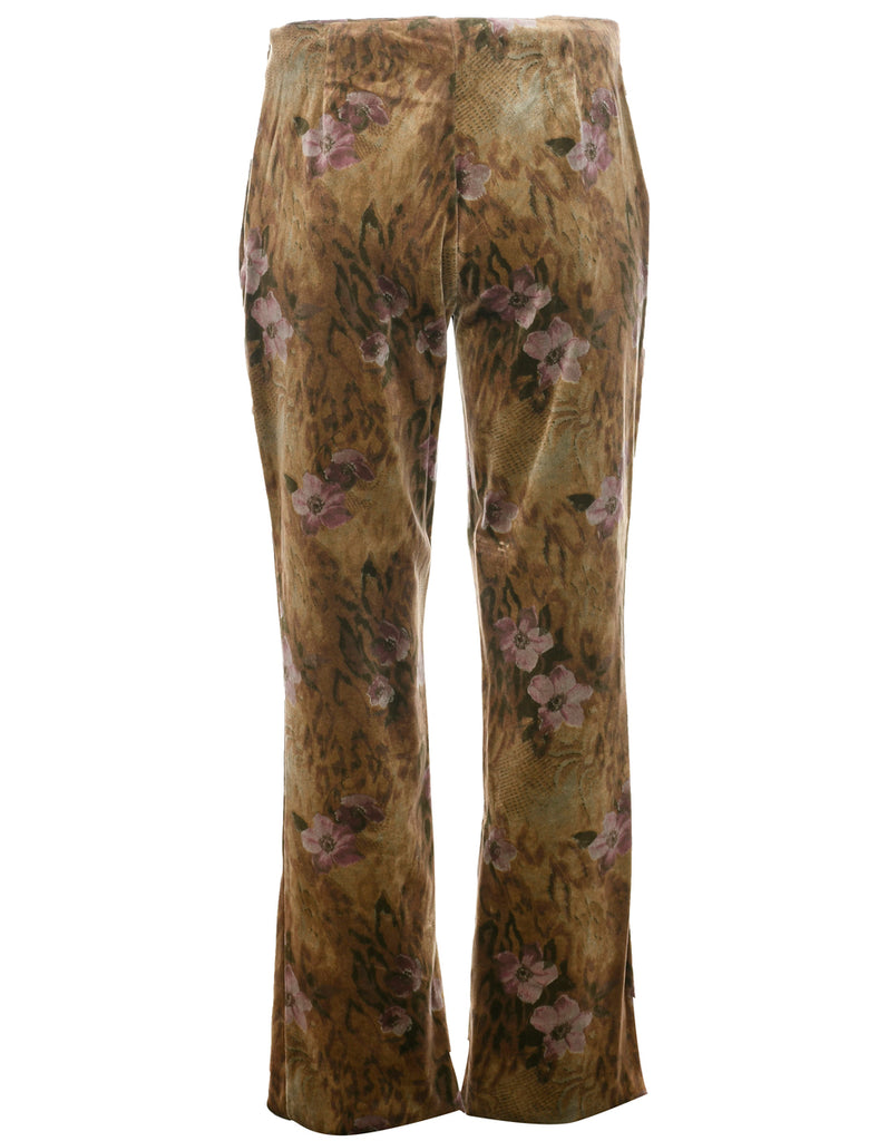 Floral Print Velvet Trousers - W28 L32