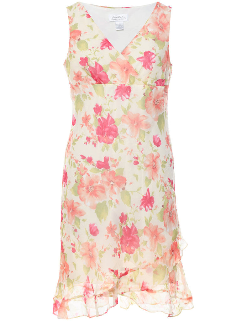 Floral Print Vintage Dress - XL