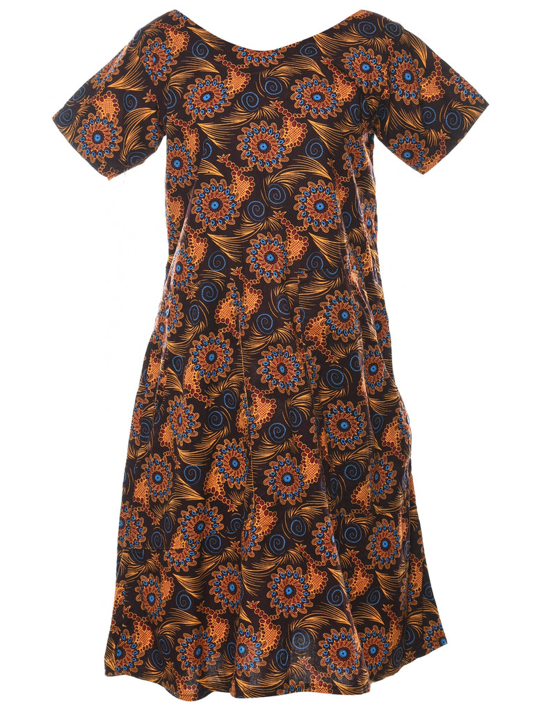 Floral Print Vintage Shift Dress - M