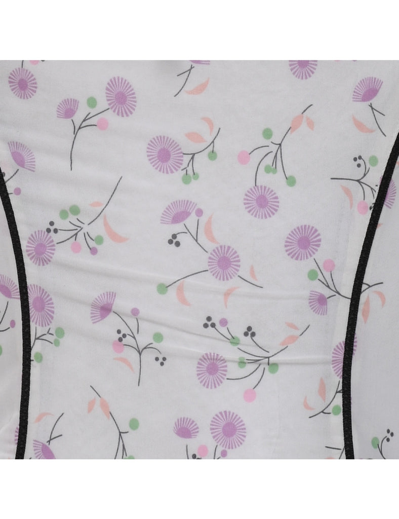 Floral Print White & Lilac Floral Boned Bodice - M