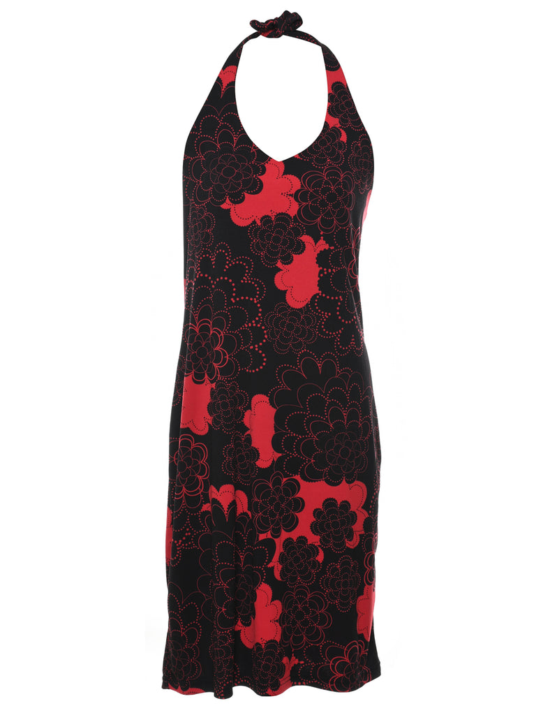 Floral Print Y2K Halterneck Dress - S