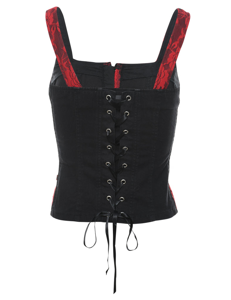 Floral Print Y2K Style Lace Corset - S