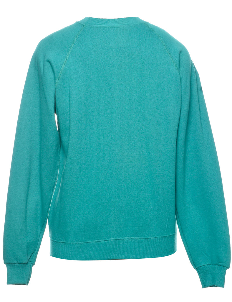 Floral Printed Green & Pink Sweatshirt - L