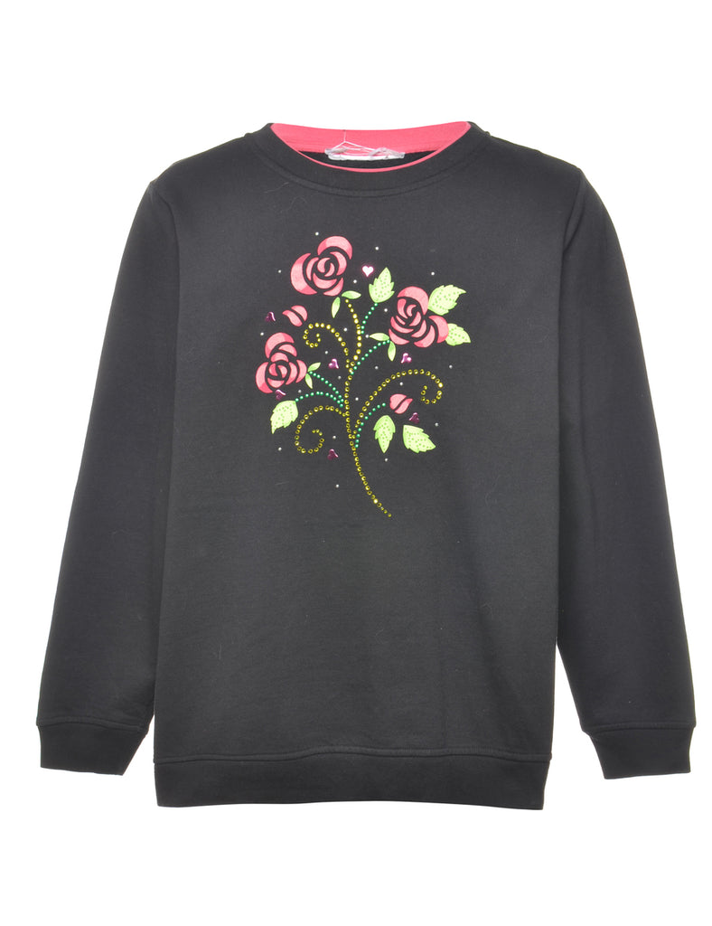Floral Printed Sweatshirt - L