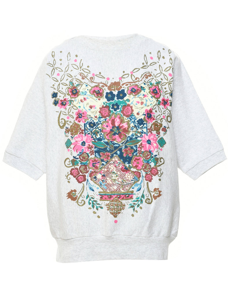 Floral Printed Sweatshirt - L