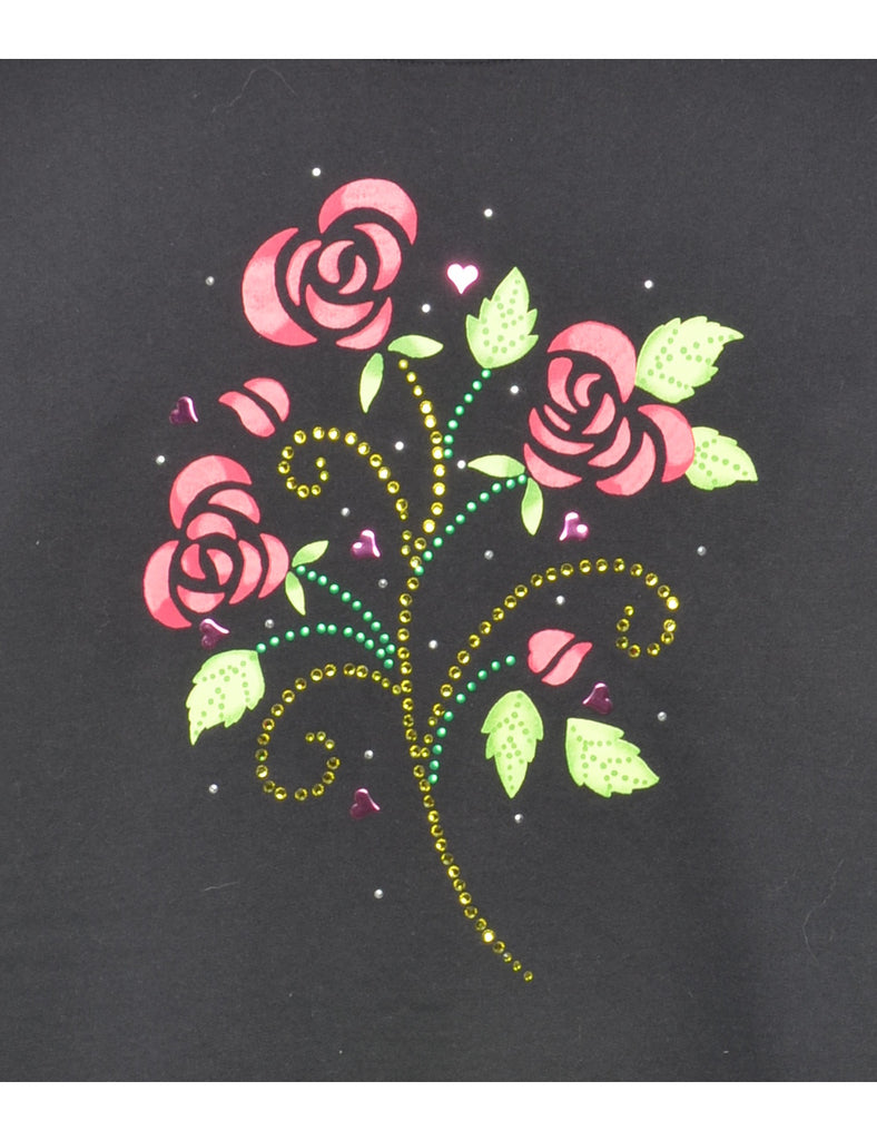 Floral Printed Sweatshirt - L