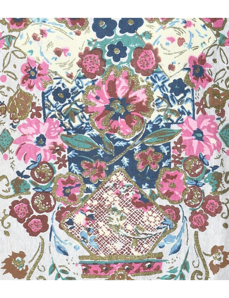 Floral Printed Sweatshirt - L