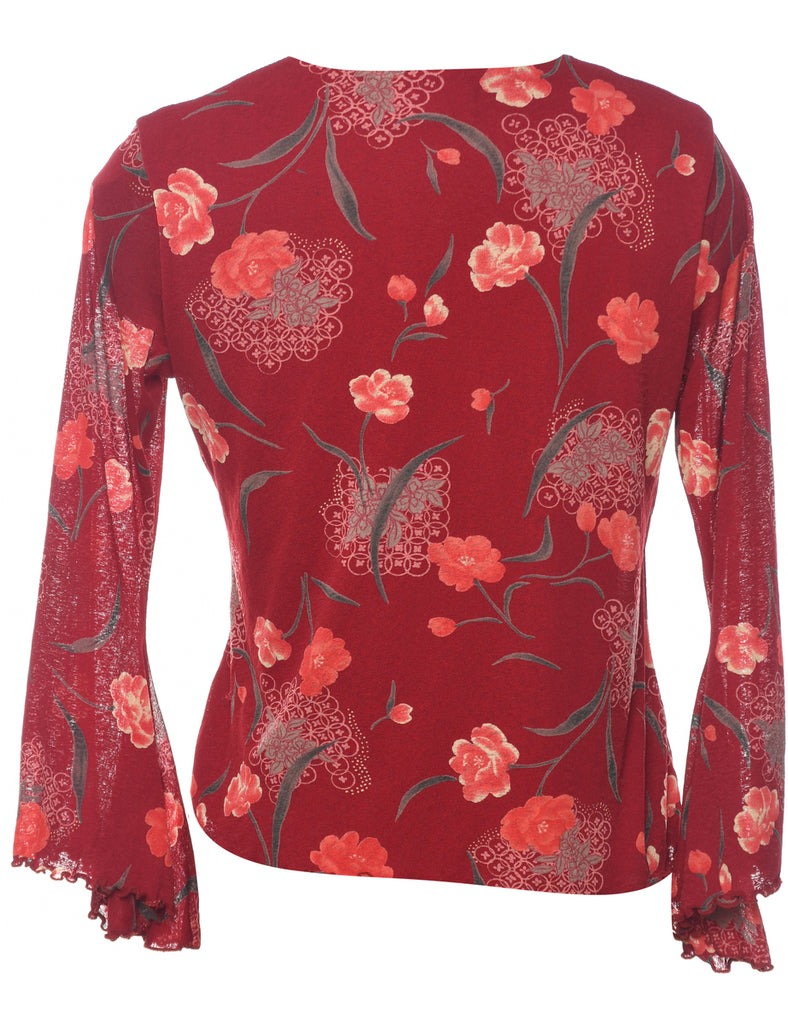 Floral Printed Y2K Top - S