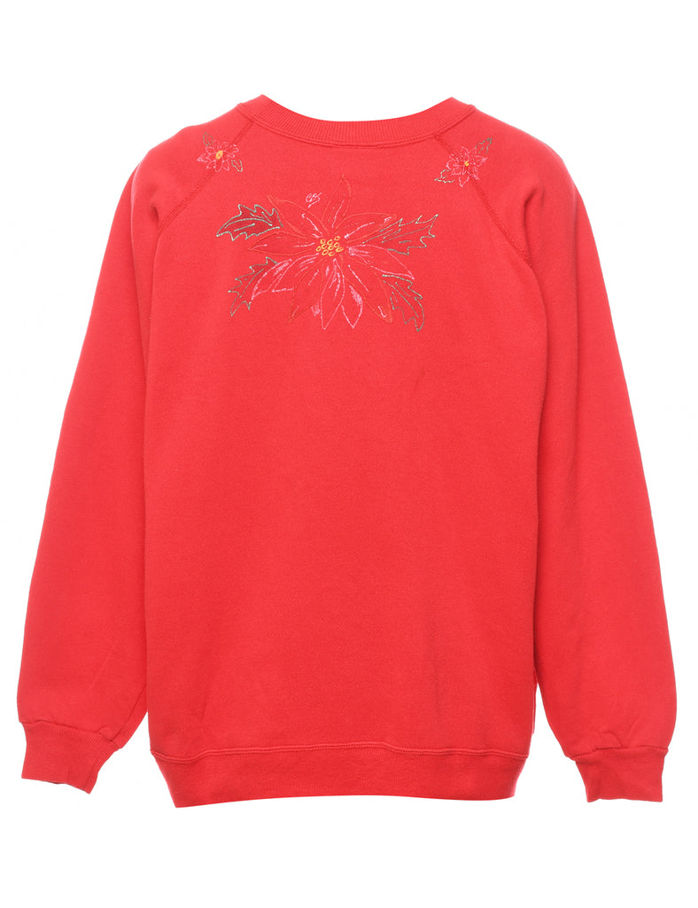 Floral Red Vintage Lady Design Sweatshirt - L