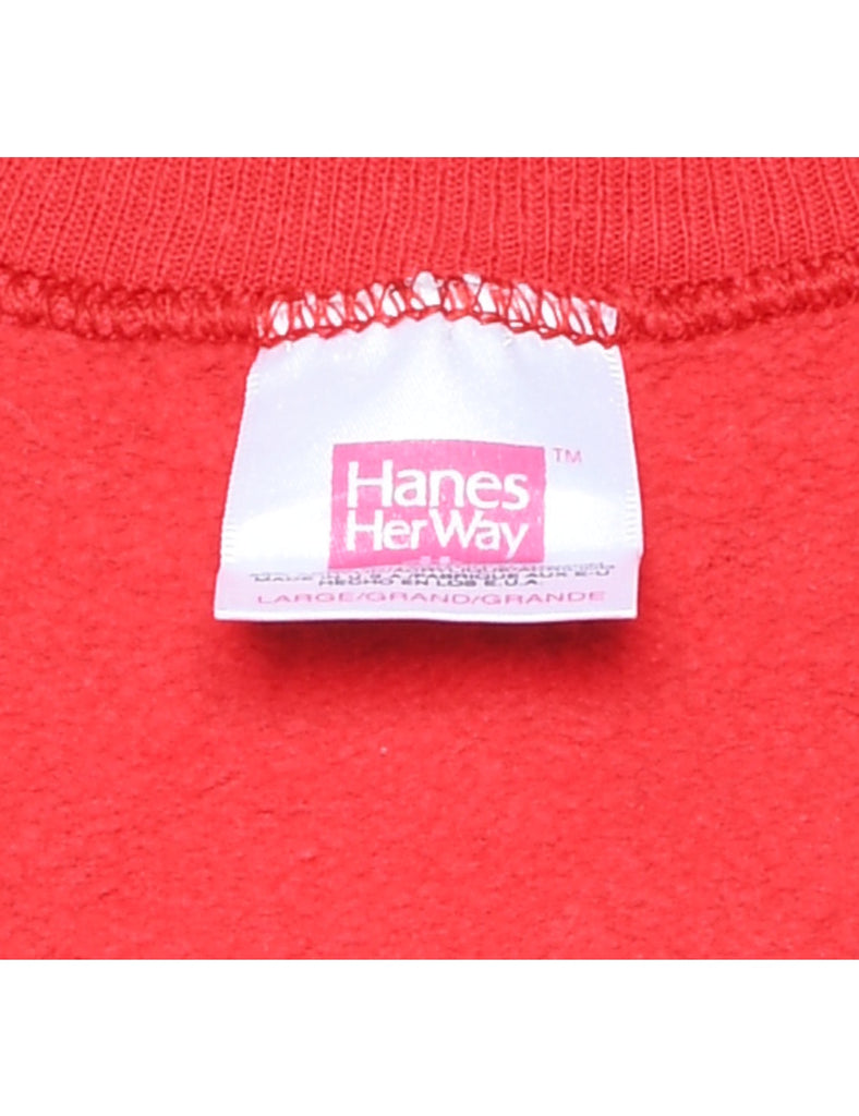Floral Red Vintage Lady Design Sweatshirt - L