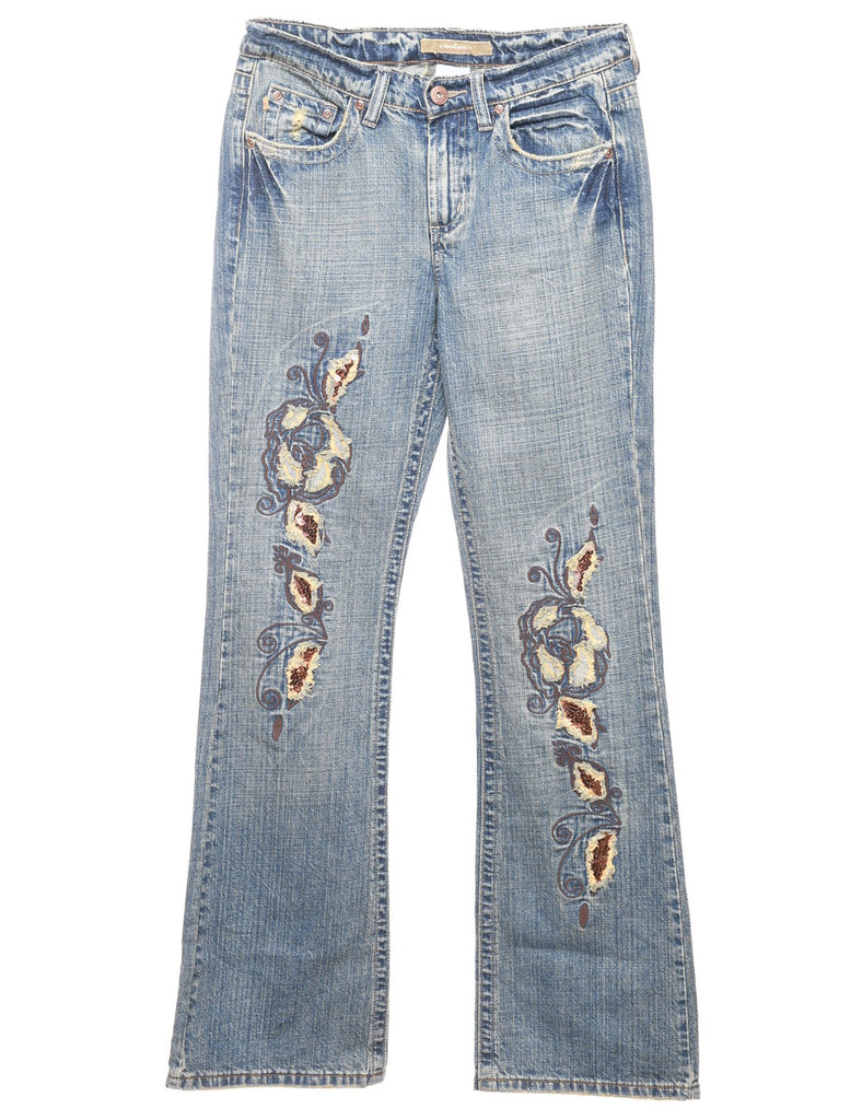 Floral Sequins Bootcut Jeans - W28 L33