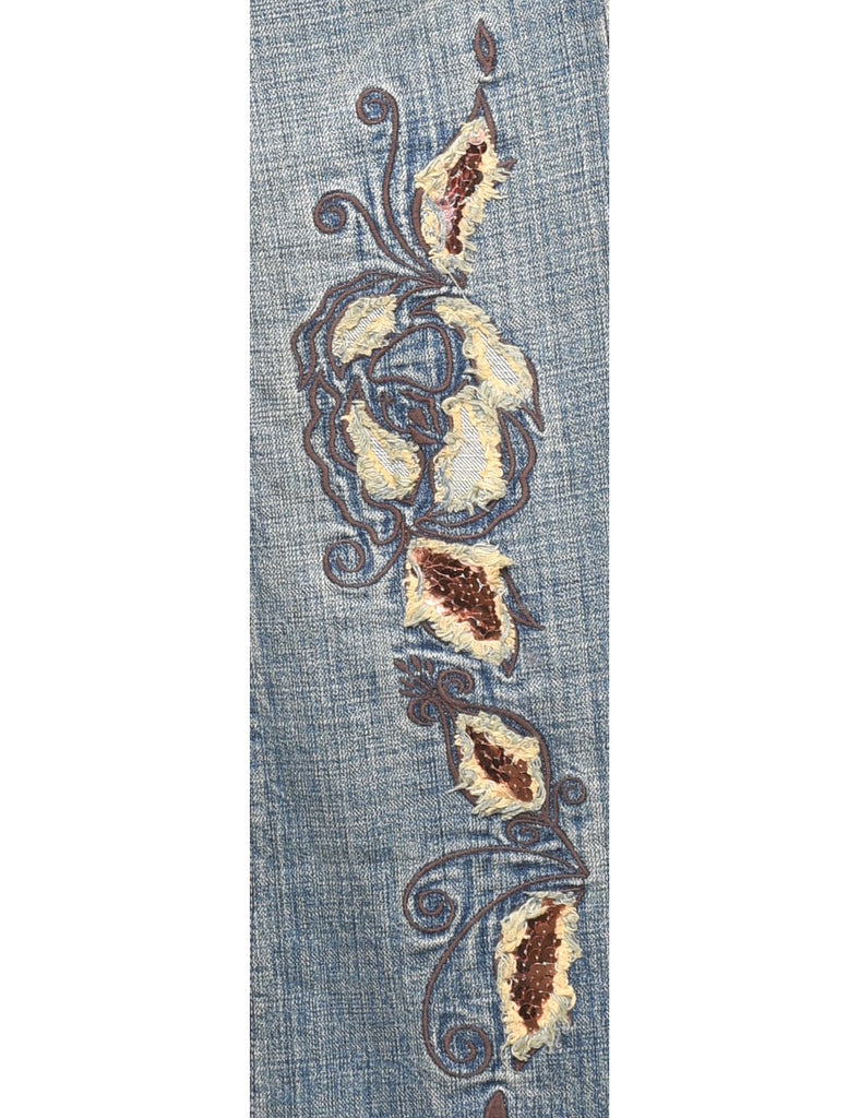 Floral Sequins Bootcut Jeans - W28 L33
