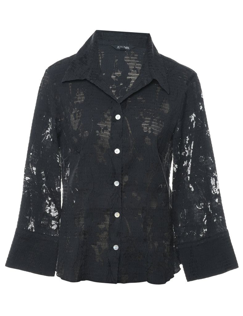 Floral Sheer Effect Shirt - M