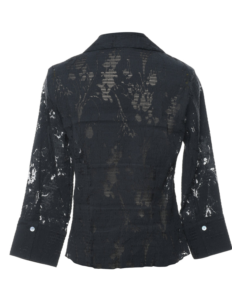 Floral Sheer Effect Shirt - M