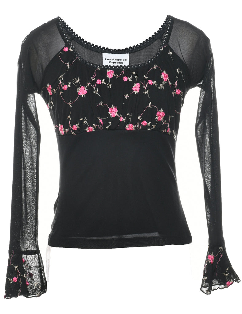 Floral Sheer Effect Top - XS