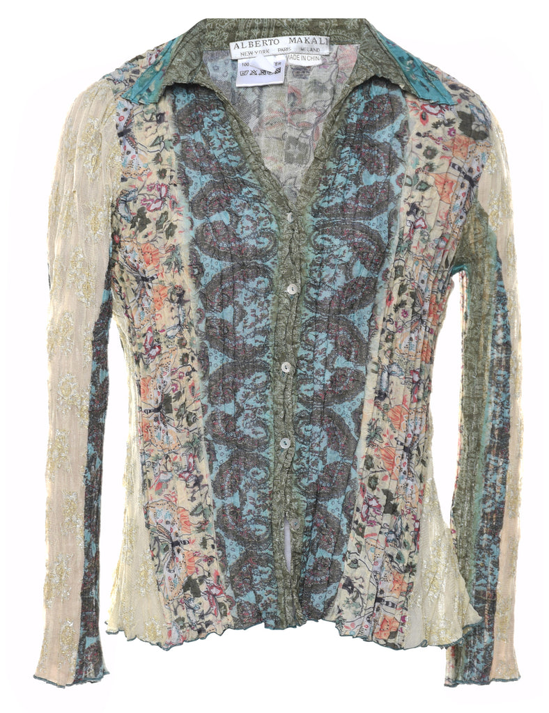 Floral Smocked Shirt - L