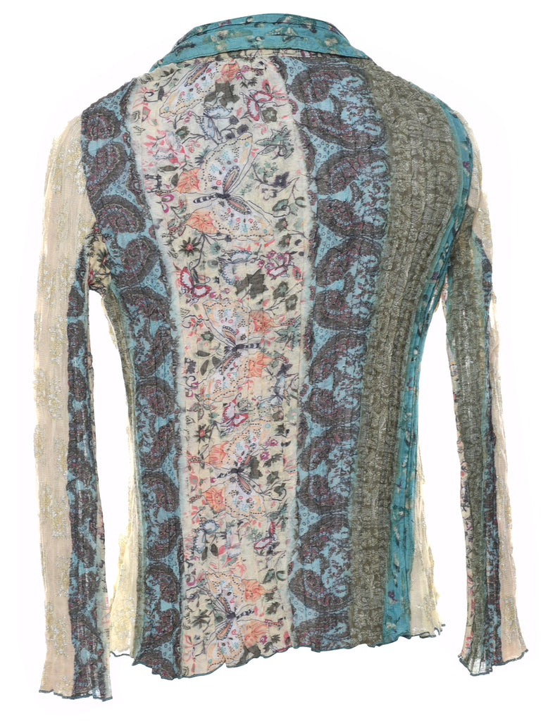 Floral Smocked Shirt - L