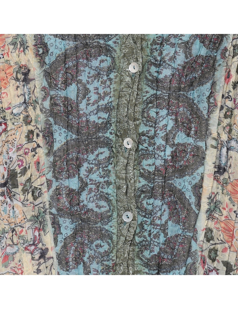 Floral Smocked Shirt - L