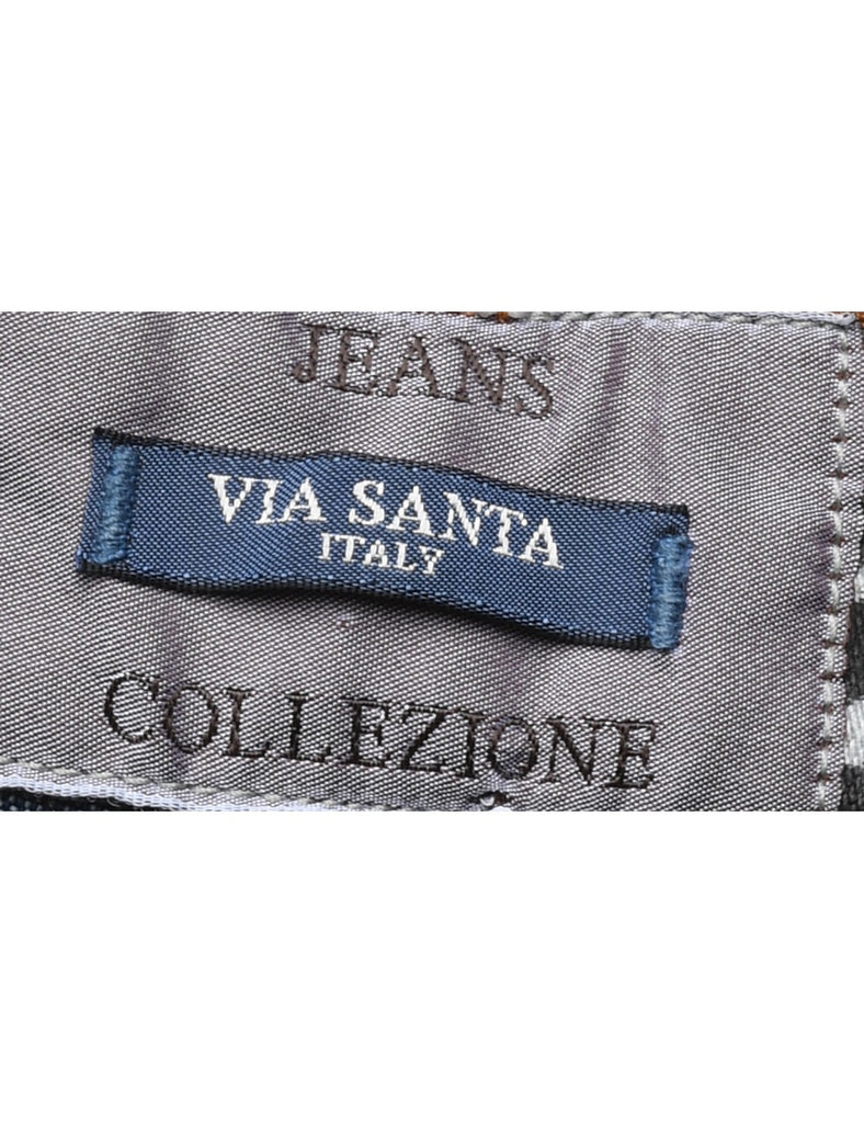 Floral & Zebra Print Y2K Multi-Colour Flared Jeans - W28 L32