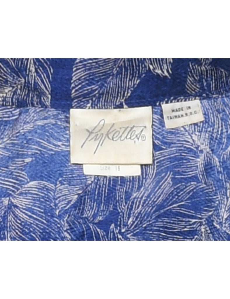 Foliage Design Navy & White Blouse - XL
