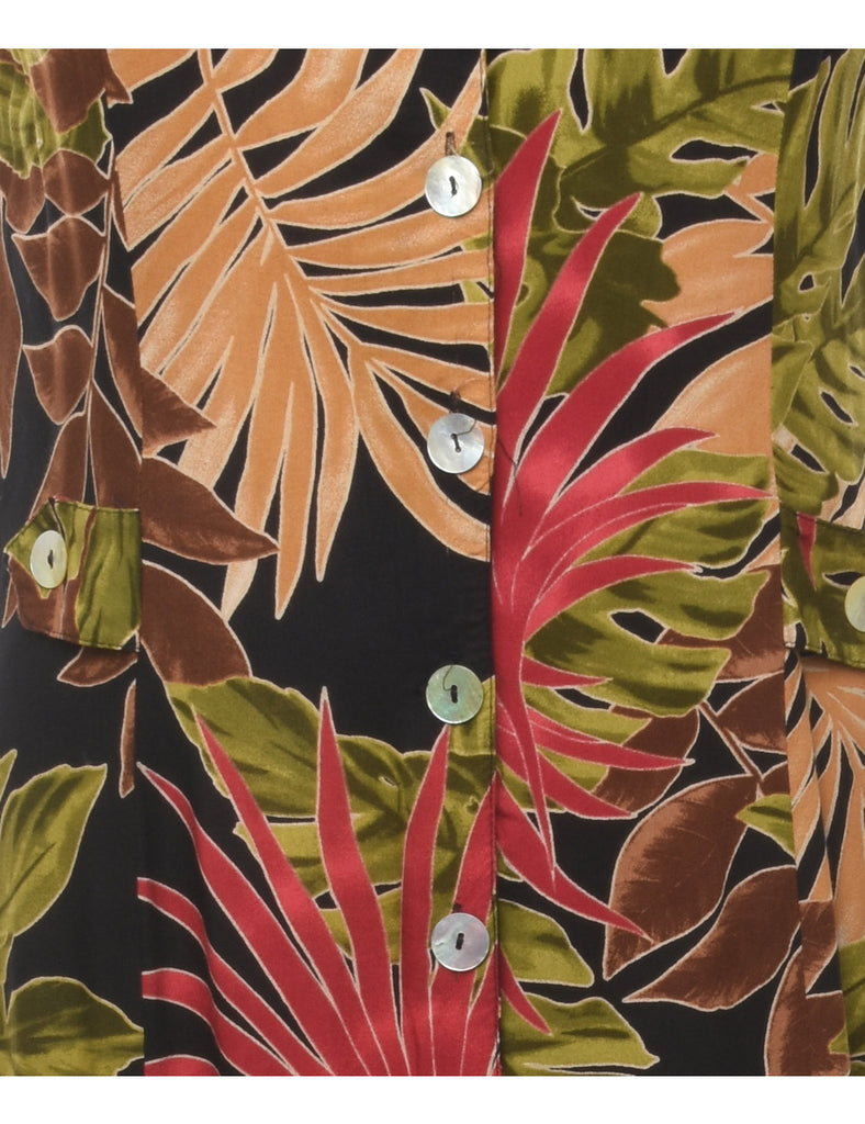 Foliage Print Maxi Dress - L