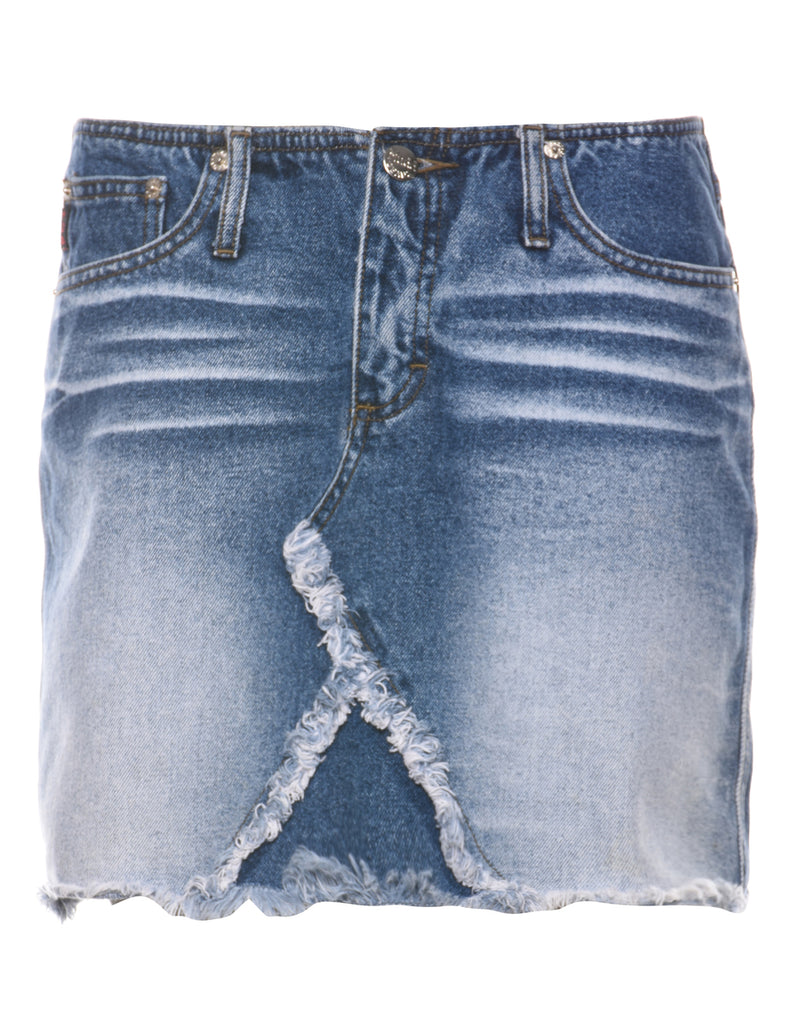 Frayed Hem Denim Skirt - M