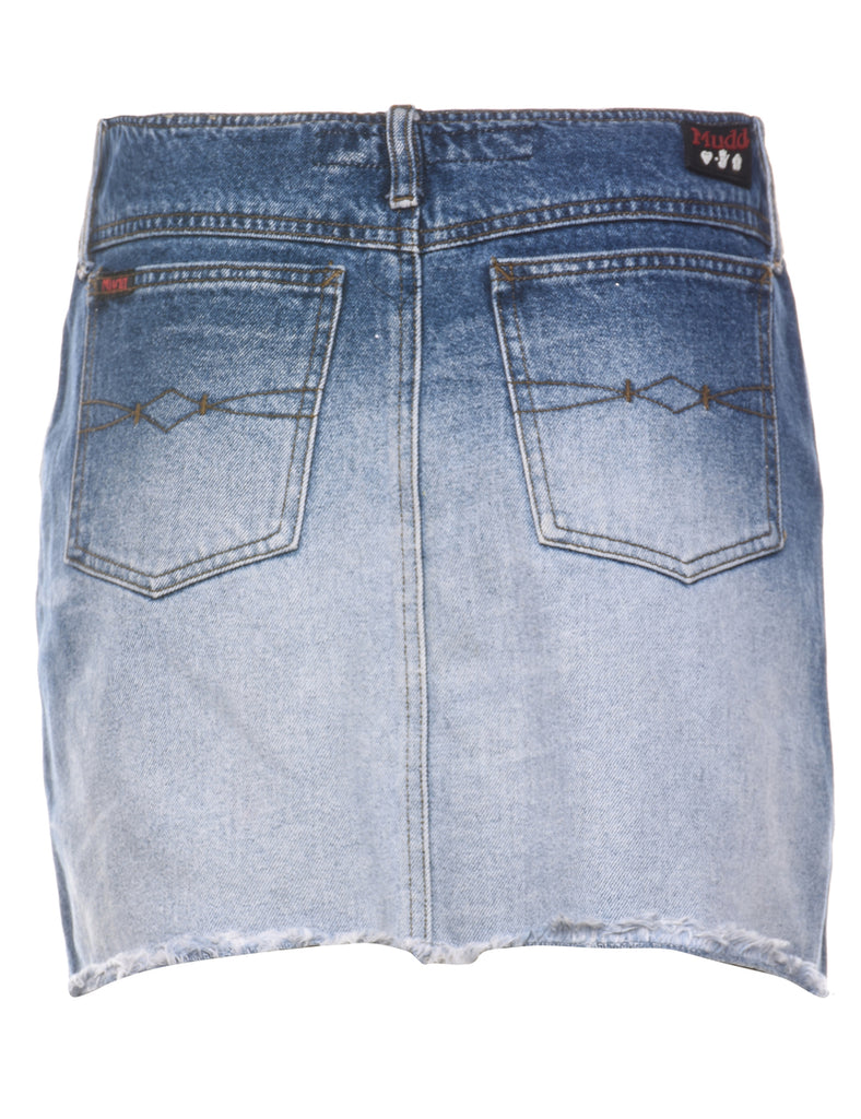Frayed Hem Denim Skirt - M