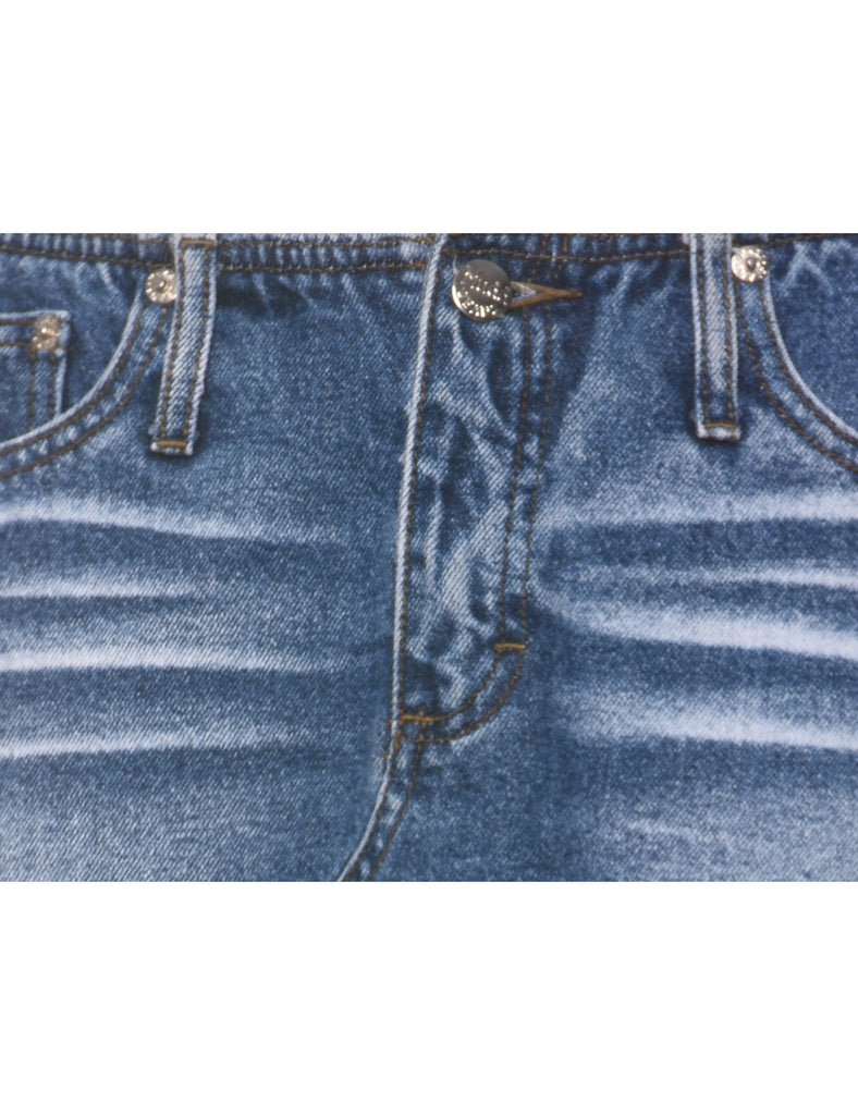 Frayed Hem Denim Skirt - M