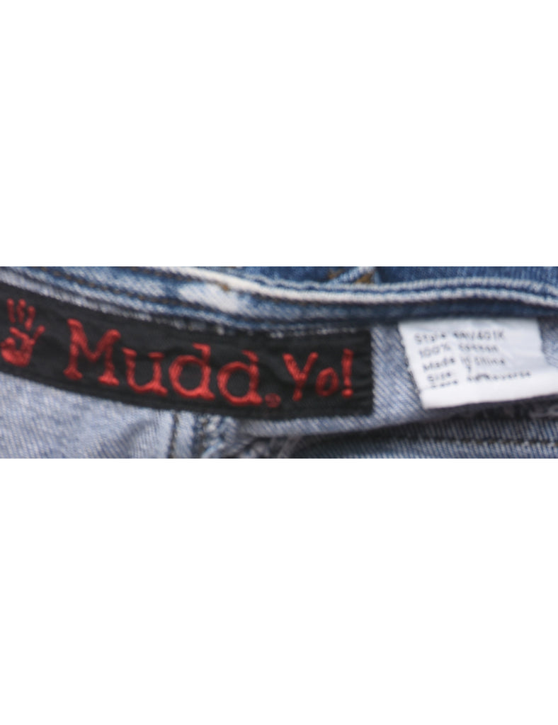 Frayed Hem Denim Skirt - M