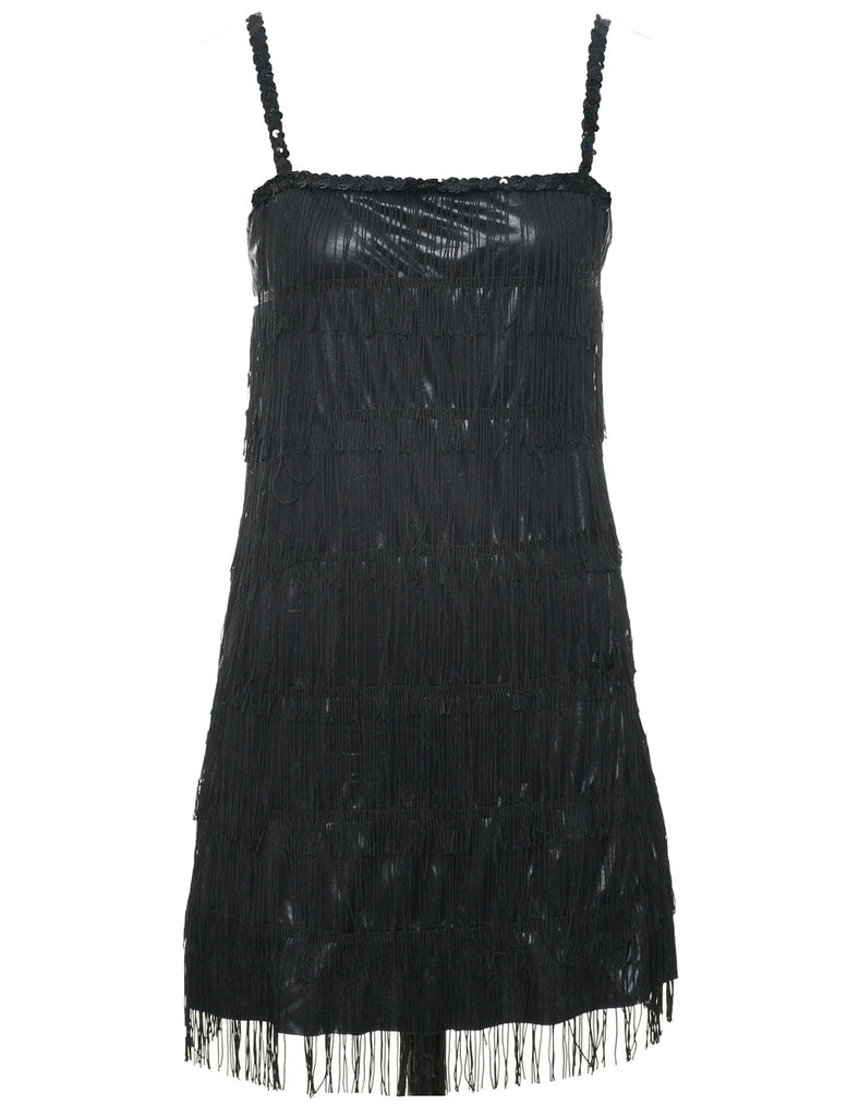 Fringed Black Dress - XS