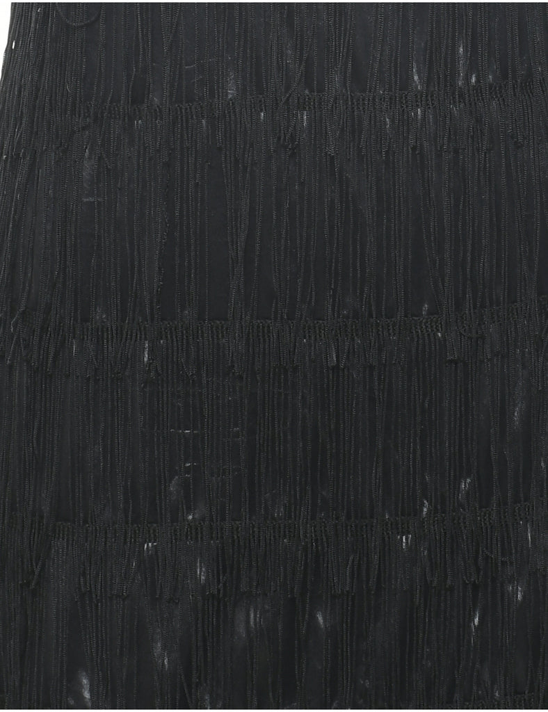 Fringed Black Dress - XS